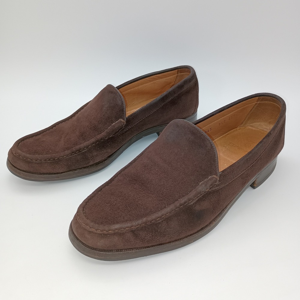 Gravati Mens Brown Suede Loafers Hand Made in Italy Slip On Dress Shoes 9.5 M
